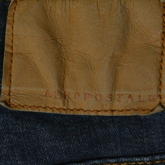 AEROPOSTALE Size 28 x 32 Mens SKINNY Leg LOW Rise DARK Wash Denim BLUE JEANS - Picture 7 of 10